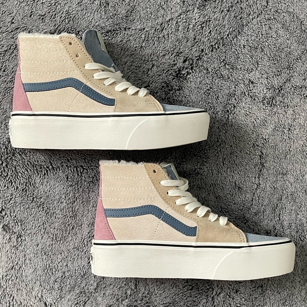 Vans Women's High-Top Sneakers - Pink, Gray, and Cream Tones